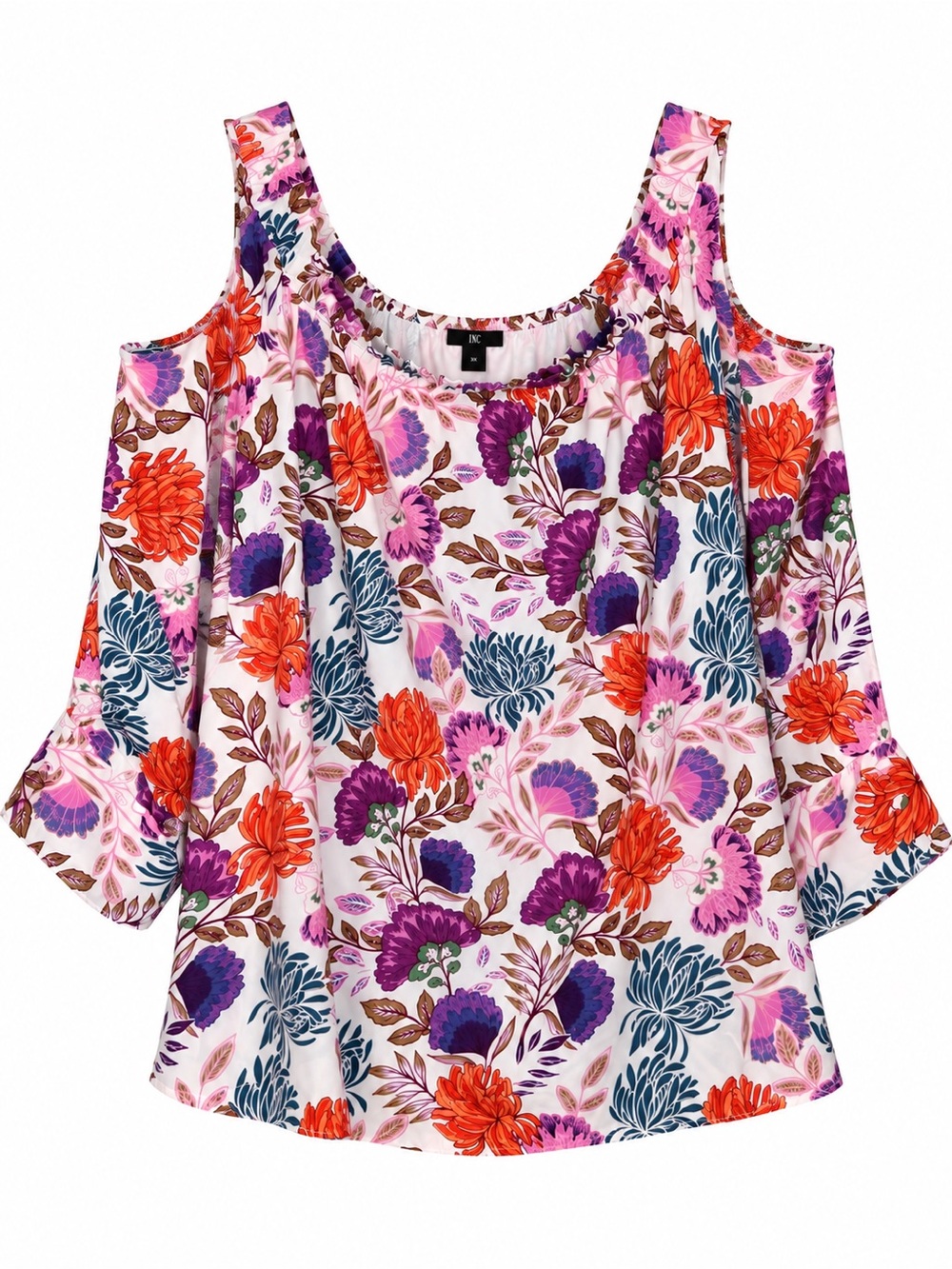 INC International Concepts 3X Floral Cold Shoulder Blouse NWT Plus Size